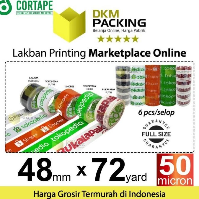 

LAKBAN MARKETPLACE 48MM X 60YARD TOKOPEDIA CORTAPE TERMURAH /SELOP ASLI