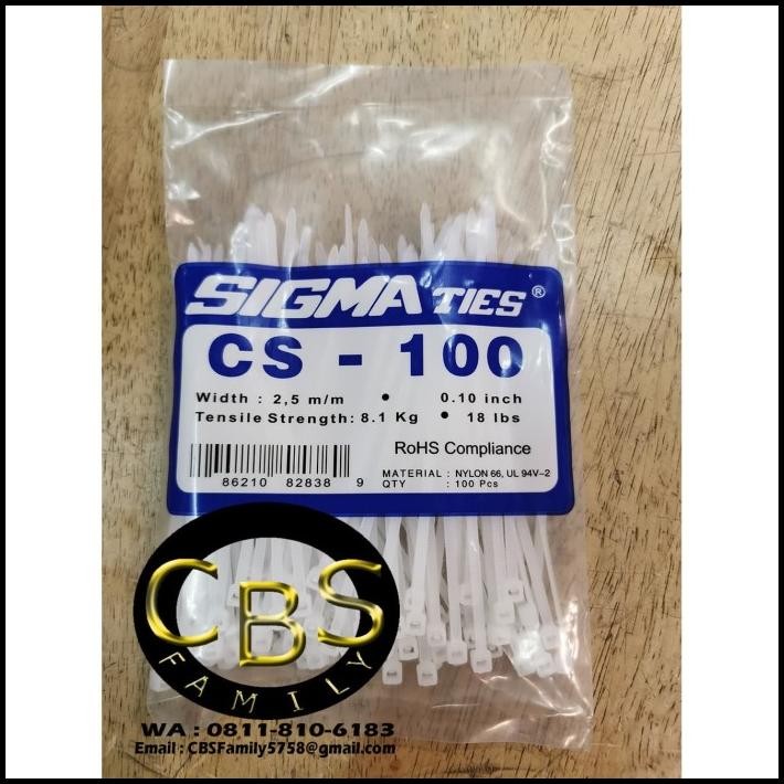 

Kabel Ties / Kabel Tis / Cable Tie Cs-100 Putih Sigma / Cs100 Isi 100