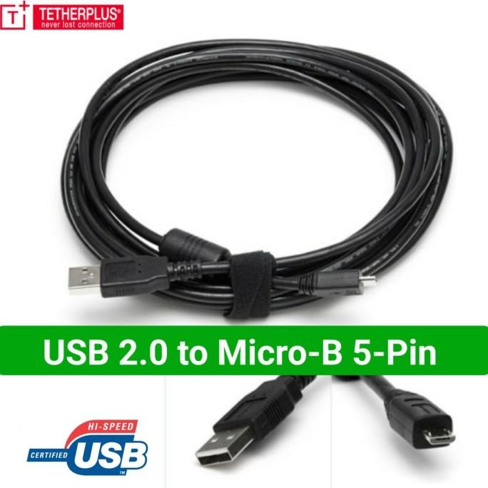 TetherPlus 3 Meter Kabel data kamera USB 2.0 Micro 5Pin