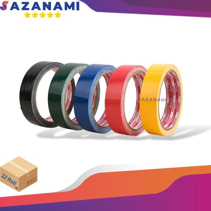 

1 LUSIN LAKBAN KAIN HITAM WARNA 1" INCH X 10Y SAZANAMI CLOTH TAPE ASLI