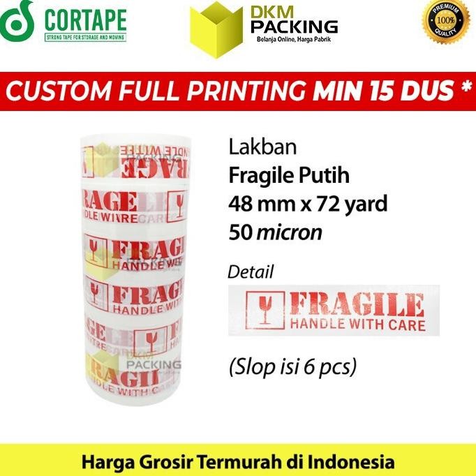 

LAKBAN FRAGILE PUTIH 48MM JANGAN DIBANTING HANDLE WITH CARE / SELOP ASLI