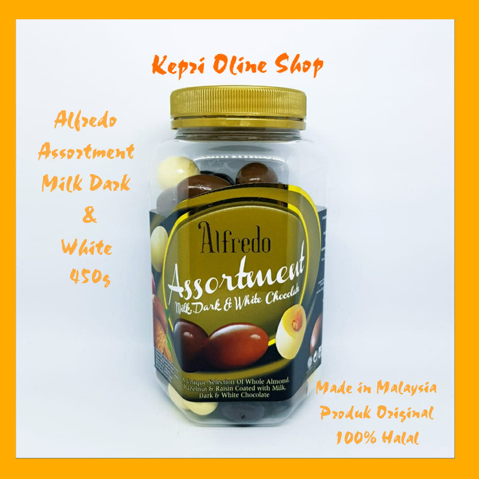 

Coklat Alfredo Assorment milk dark & white 450gram