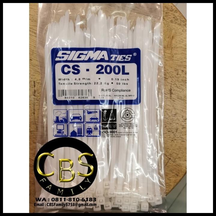 

Kabel Ties / Kabel Tis / Cable Tie Cs 200 L Putih 20 Cm Sigma Cs200L