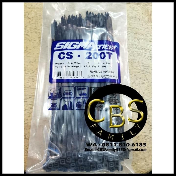 

Kabel Ties / Kabel Tis / Cable Tie Cs 200 T Hitam 20 Cm Sigma Cs200T