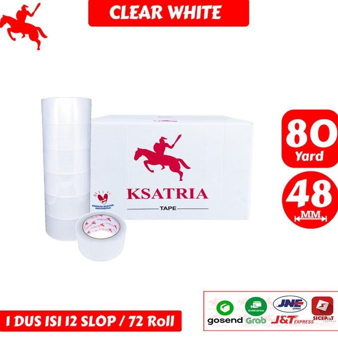 

LAKBAN CLEAR WHITE KSATRIA TAPE 80 YARD (1 DUS) ASLI