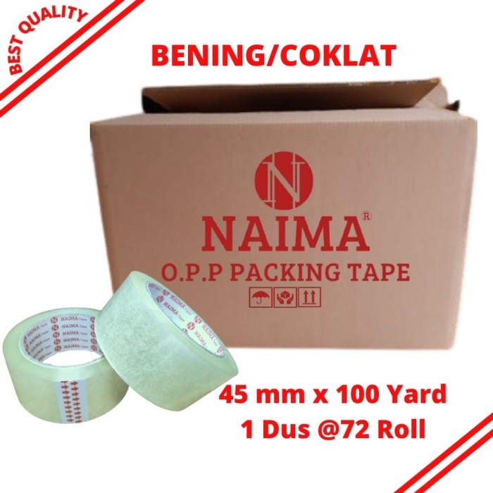 

Double Tape Lakban Bening Naima 2 Inch 45Mm X 100 Yard Murah [1 Dus - 72 Roll]