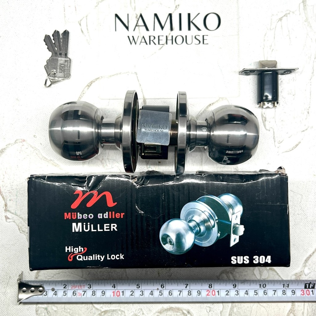 MULLER Handle pegangan Kunci pintu kamar mandi Bulat Stainless SUS304