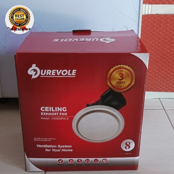 Eurofan Ceiling / Plafon Exhaust Fan VXRD8PW 8 Inch new dan durevole