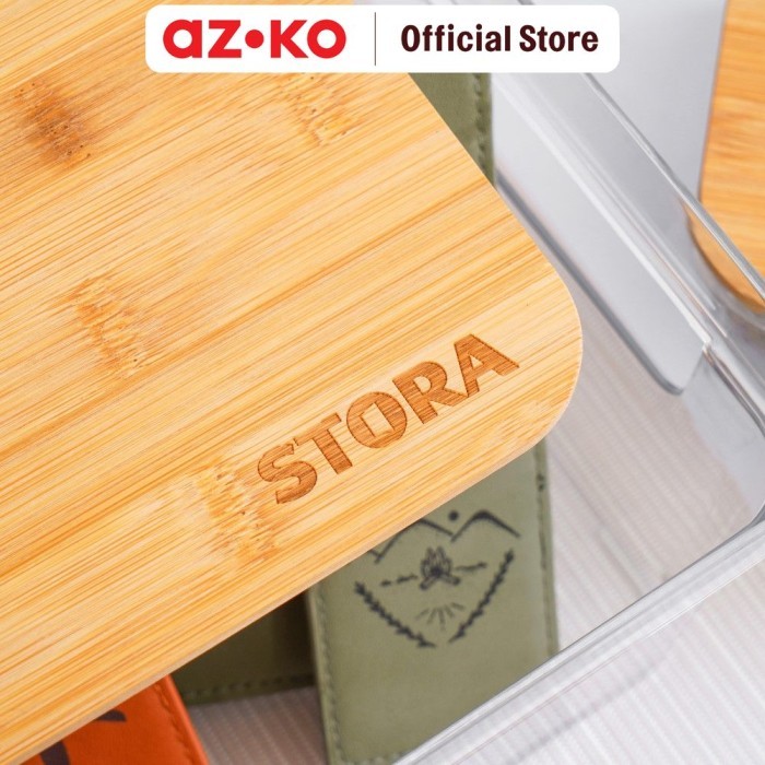 Azko Stora 5 Ltr Kotak Penyimpanan Dengan Tutup Bambu