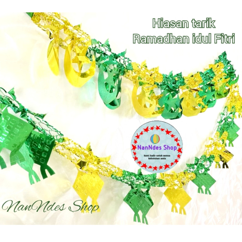 

Hiasan Gantung Lebaran / Garland 3D Ketupat Bulan Bintang Ornament Idul Fitri Rumbai Rumbai Tarik