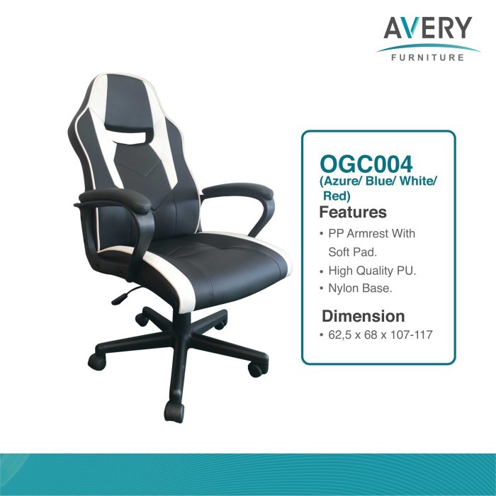 Avery - OGC004 - Kursi Gaming / Premium Gaming Chair Azure/ Blue / Red