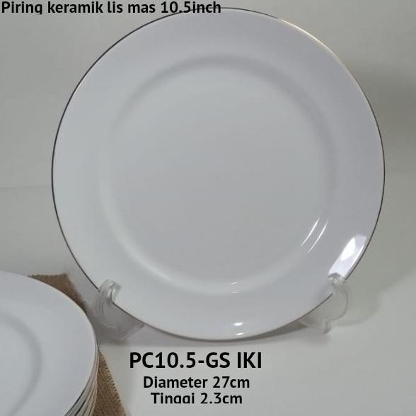 Piring makan ceper keramik KFC Lis mas PC10A-GS (6pcs) Indo keramik H32T