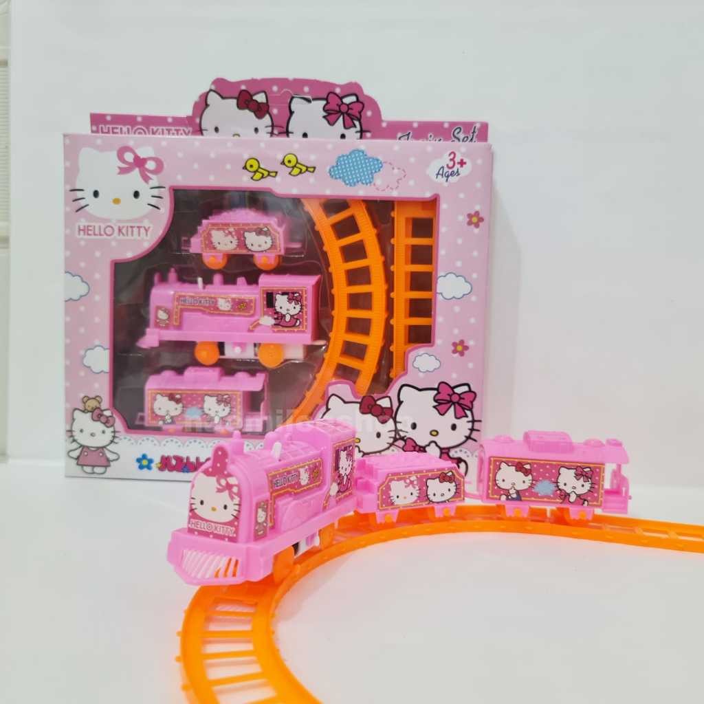 Terbaru Mainan Kereta Api Hellokitty/ Train Set Hellokity Mainan Kereta Anak, 2Pcs Baterai Aa