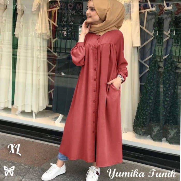 Baju Gamis Wanita Terbaru 2022 Untuk Lebaran Button Yumika Jumbo Size #Gratisongkir #Sale #Discount