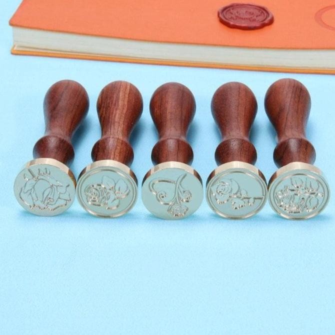 

Sale Sealing Wax Stamp With Wood Handle - Rose Flower Series
