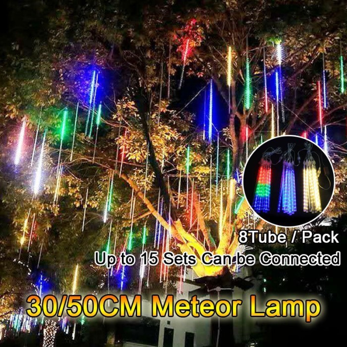 BERGARANSI Lampu Hujan Meteor LED Lampu Hias Bintang Jatuh Rain Hiasan Taman 1Set