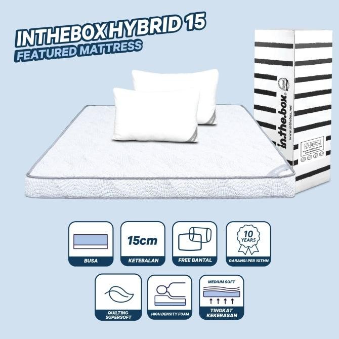 Kasur Busa In The Box Hybrid 15 - Free Bantal