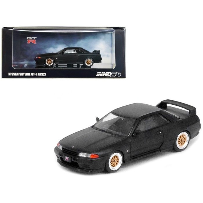 IN64-R32-MB Inno64 Nissan Skyline GT-R R32 Matte Black Diecast