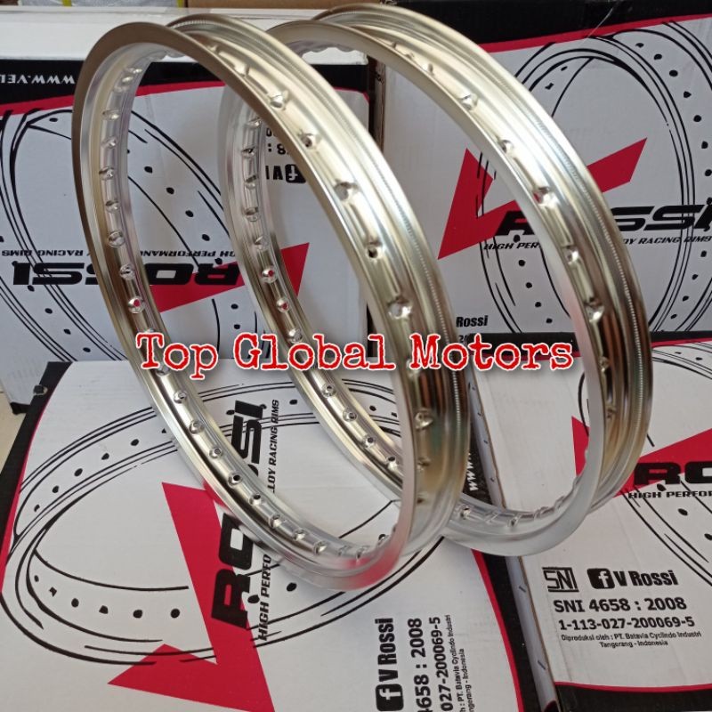 Pelek Velg ROSSI SNI Uk 140-17 160-17 Sepasang Pelek Velg Rossi 140 160 Ring 17 Silver