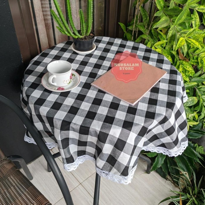 New Stok Taplak Meja Bulat Renda Rajut Estetik Kekinian Motif Kain New