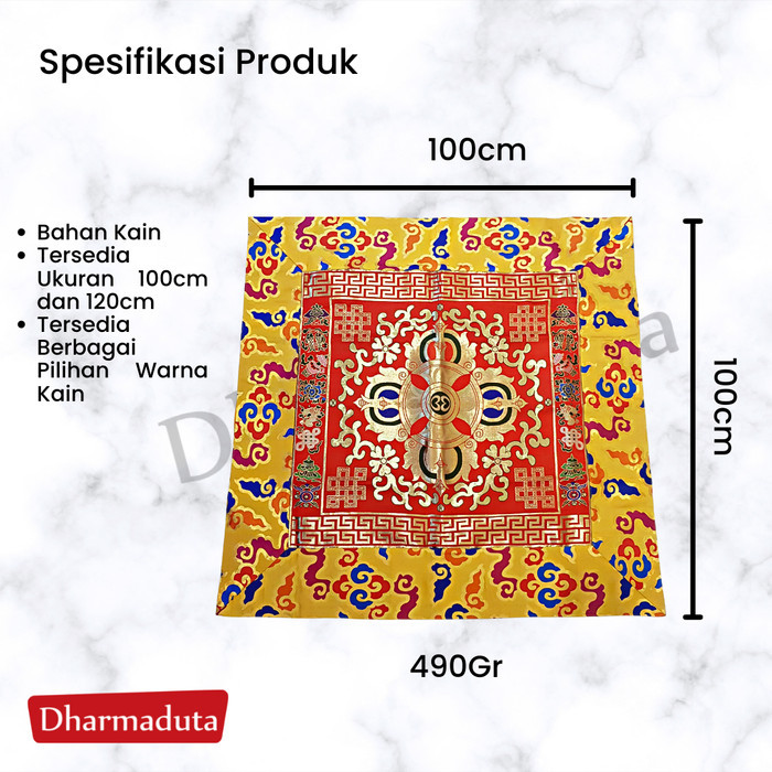 Kain Taplak Meja Warna Astamanggala 1 Meter Hiasan Buddhis Tibetan Terlaris