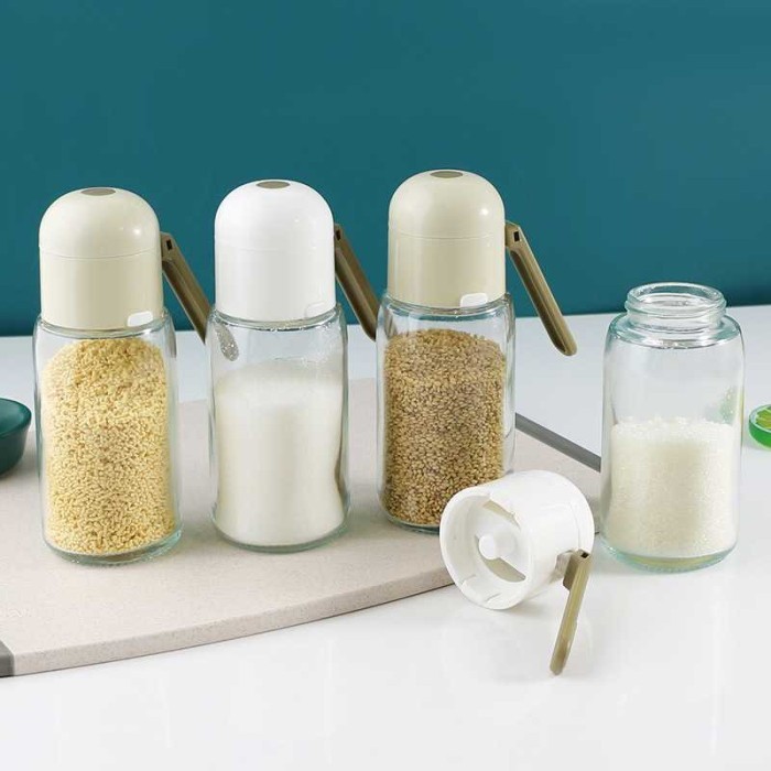 

DISKON Botol Bumbu Dapur Bubuk Botol Kaca Minimalis Pressing Seasoning Jar 220ml