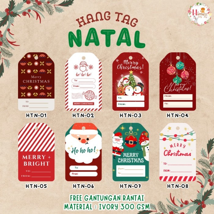 

DISKON (10 pcs) Hang Tag / Hangtag Souvenir Natal (include biji lada)