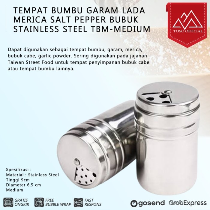 

GRATIS ONGKIR Tempat Bumbu Garam Lada Merica Salt Pepper Bubuk Stainless TBM-MEDIUM