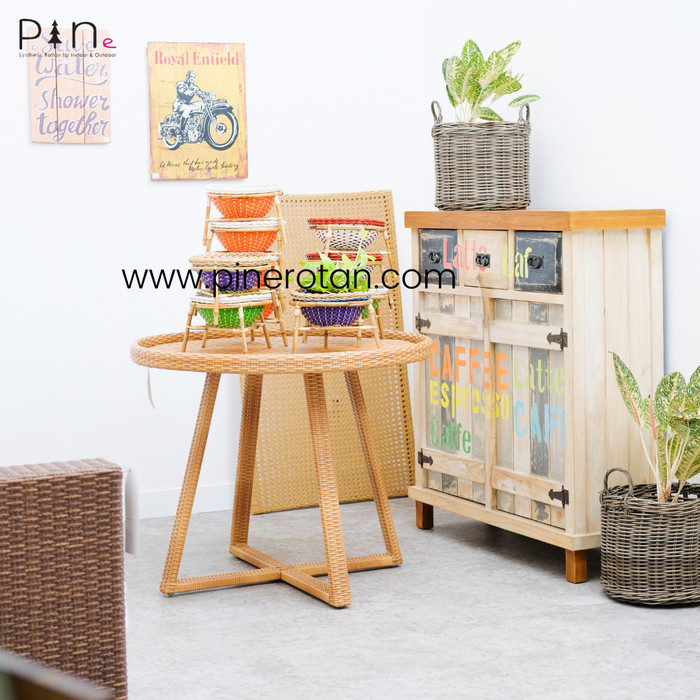 

BIG SALE Keranjang Bumbu Dapur Pine Rotan Sintetis dengan Stand Bambu