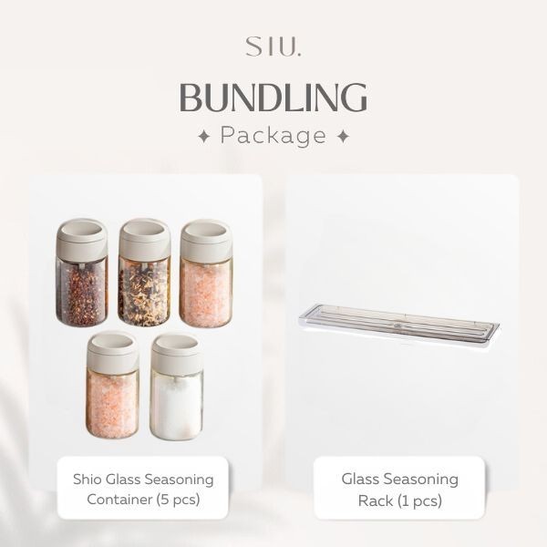 

NEW Bundle Paket Hemat 5 pcs Toples + 1 Tray Shio Glass Seasoning Container - Tempat Bumbu Serbaguna