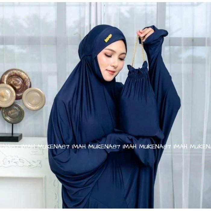 Mukena Terusan Jersey Premium Penutup dagu Khadijah Jumbo lembut premium