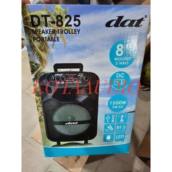 SPEAKER TROLLEY DAT DT 825 / DT825 ECO 2 MIC 8 INCH + 2 MIC WIRELESS