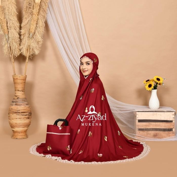 Mukena Dewasa Bordir Katun Rayon Premium Motif Bunga Melati Az-ziyad lembut premium