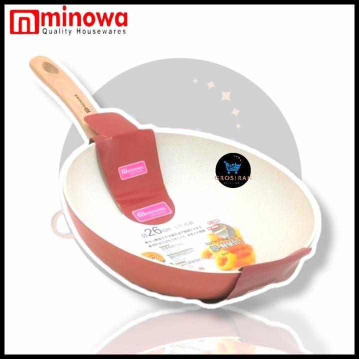 MINOWA WOK PAN 26CM WD26 WokPan Induksi Marble Wajan Anti Lengket