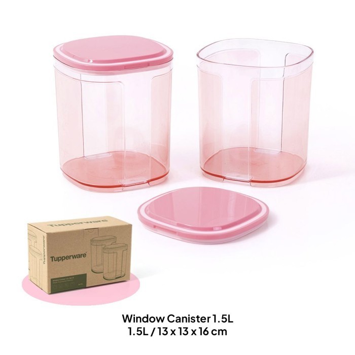 Tupperware Window Canister 1.5L 2Pcs Toples Kristal Bening [A08]