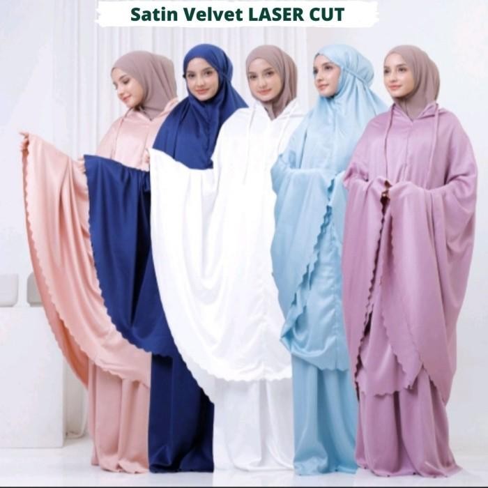 Mukena SATIN VELVET LASER CUT lembut premium