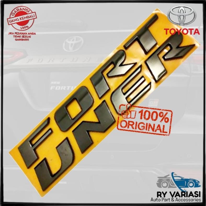 Emblem FORTUNER Black Chrome Original Emblem Fortuner Bagasi Belakang