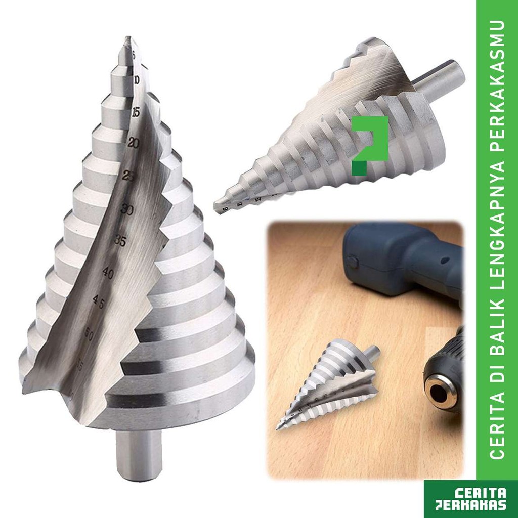 Bor Mata Pagoda 6-60mm CP / Step Dril Drill Spiral / Kerucut Cone Besi Kayu Plastik