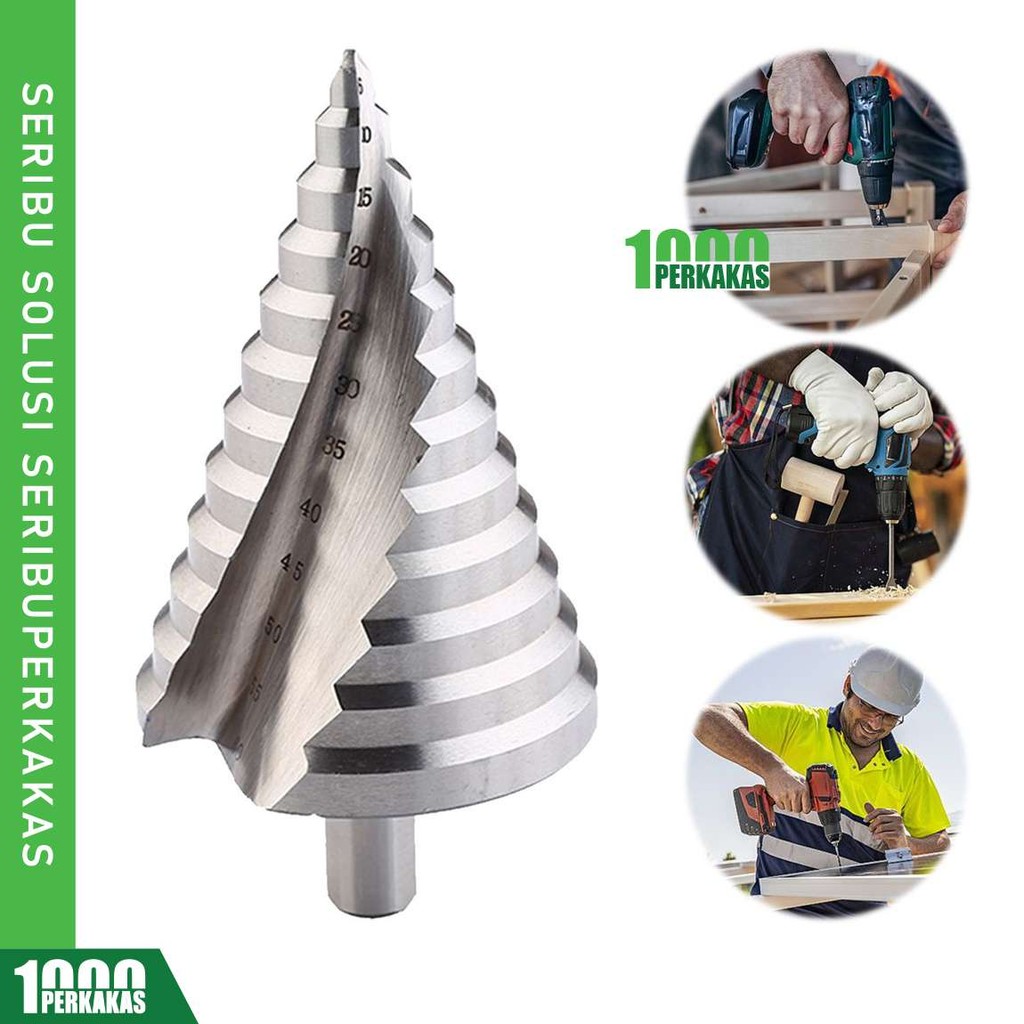 1P Bor Mata Pagoda 6-60mm / Step Dril Drill Spiral / Kerucut Cone Besi Kayu Plastik