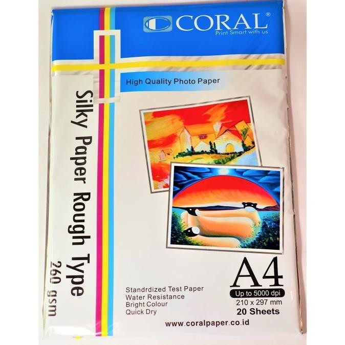

SALE! KERTAS FOTO SILKY A4 260 GRAM CORAL GLOSSY PHOTO PAPER KULIT JERUK