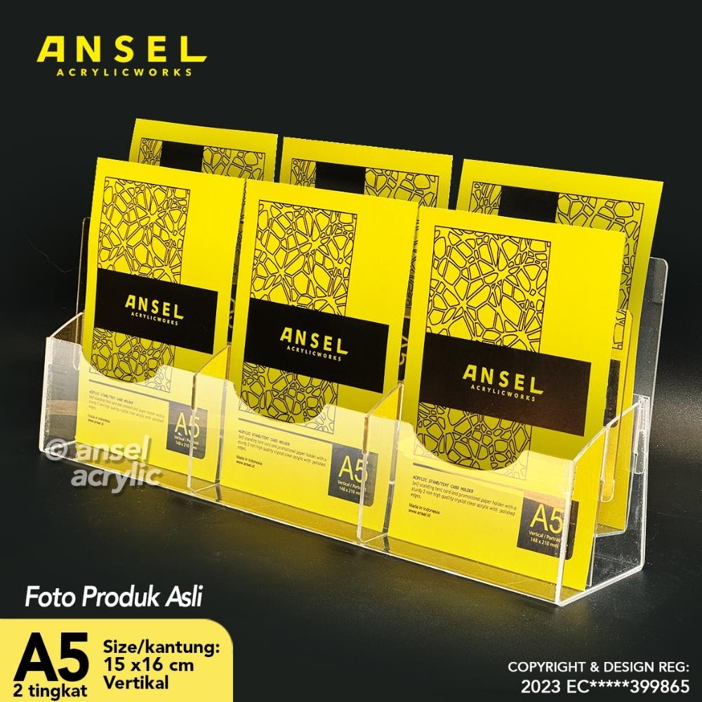 

ZOE ANSEL TEMPAT BROSUR AKRILIK 2 TINGKAT UK. A5 TIPE E3 - 2 SUSUN [ACRYLIC DISPLAY HOLDER, KANTONG FLYER, STANDING]