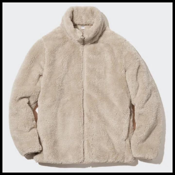 terbaru uniqlo women jaket wanita fluffy yarn fleece bulu lembut natural best seller