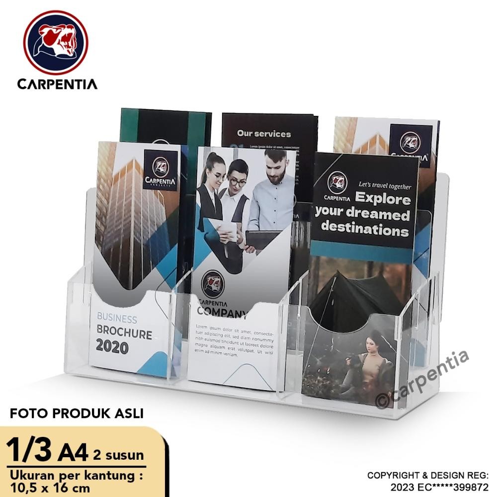 

DESPO CAENTIA TEMPAT BROSUR AKRILIK 2 TINGKAT [1/3 A4 - A6] TIPE E3 - 2 SUSUN [ACRYLIC DISPLAY HOLDER, KANTONG FLYER, STANDING]
