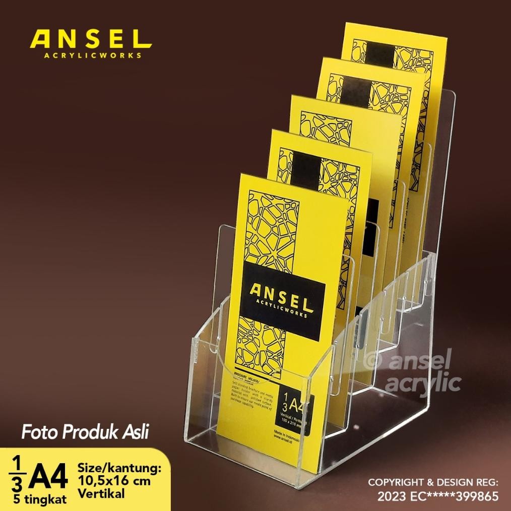 

ANGELO ANSEL TEMPAT BROSUR FLYER AKRILIK TINGKAT - 1/3 A4 - A6 VER - TIPE E 5 SUSUN