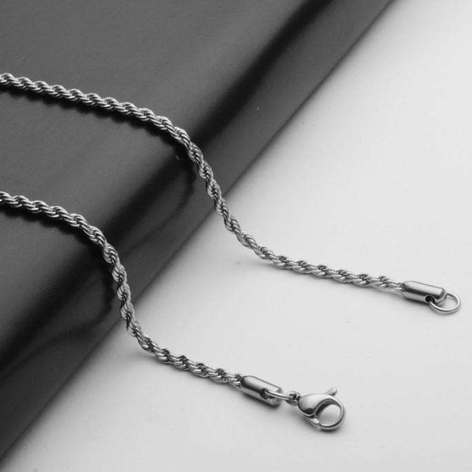 Kalung Pria Titanium Rantai Kalung Silver Titanium Steel Kalung Pria