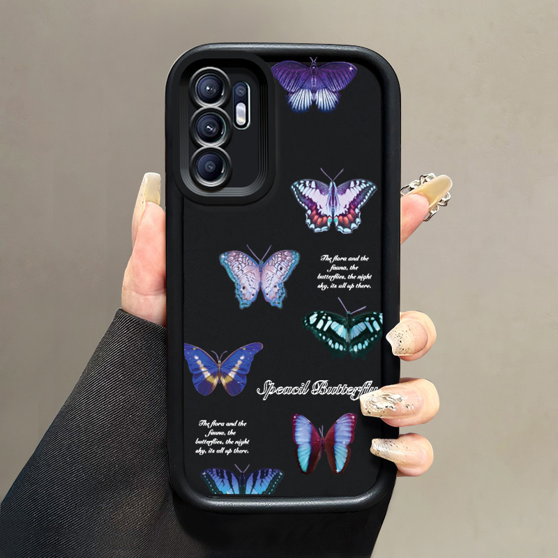 Casing Hp OPPO Reno 6 Case Casing pelindung silikon HP Kesing lunak Softcase kupu-kupu layar penuh