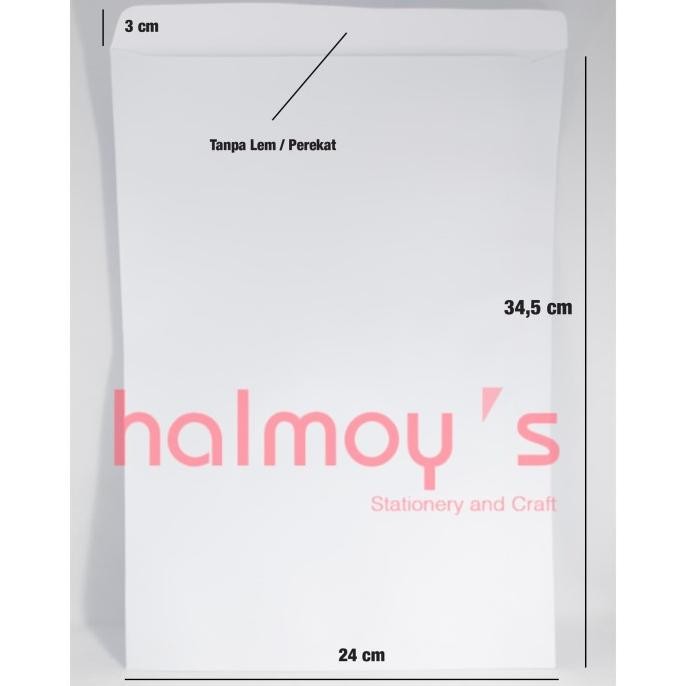 

Amplop Putih Hvs Aa Uk. Folio ( 24 X 34,5 Cm) ( 1 Pack = 100 Pcs )