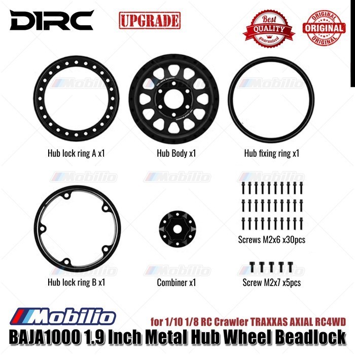 D1RC BAJA1000 1.9 Inch Metal Hub Wheel Beadlock for 1/10 1/8 RC Crawler TRAXXAS AXIAL RC4WD Velg