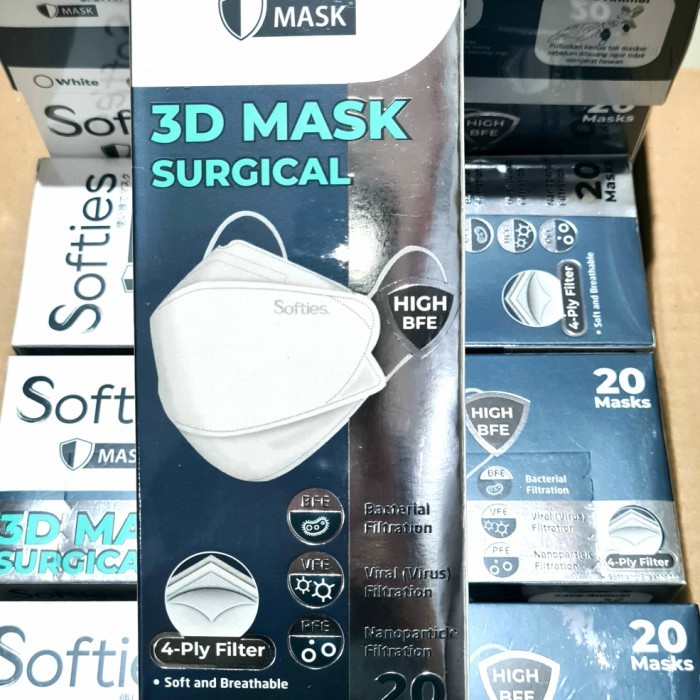 Softies 3D MASK SURGICAL 4ply isi 20 / Masker Medis KF94 softies 4 ply