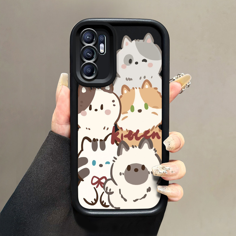 Casing Hp OPPO Reno 6 Case Casing pelindung silikon Softcase lunak baru HP Kesing kucing layar penuh